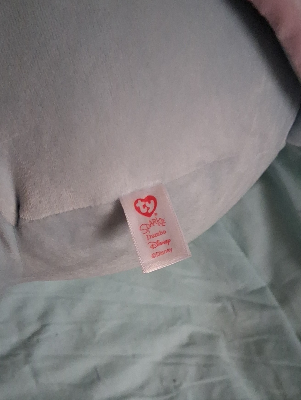 Ty Sparkle Dumbo Plush Pillow in Light Gray